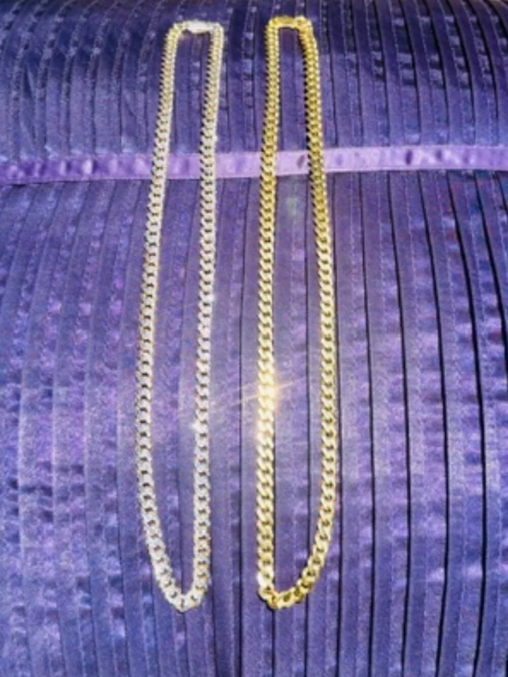 Miami Cuban Pave 6.5mm Chain in 14K Gold Two-Tone Reversable 22 inch Necklace
